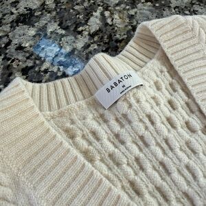 Babaton Ivory Cable Crewneck Sweater